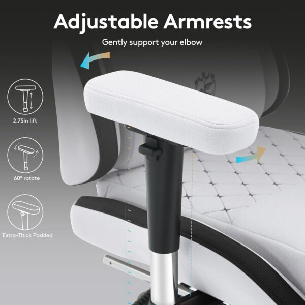 Gaming Chair Breathable Fabric,Computer Office Chair with Footrest,Massage Lumbar Support and Gel Pad,Ergonomic Reclining Gamer Chair with Adjustable Armrests and Spring Cushion Beige