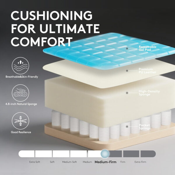 Gaming Chair Breathable Fabric,Computer Office Chair with Footrest,Massage Lumbar Support and Gel Pad,Ergonomic Reclining Gamer Chair with Adjustable Armrests and Spring Cushion Beige