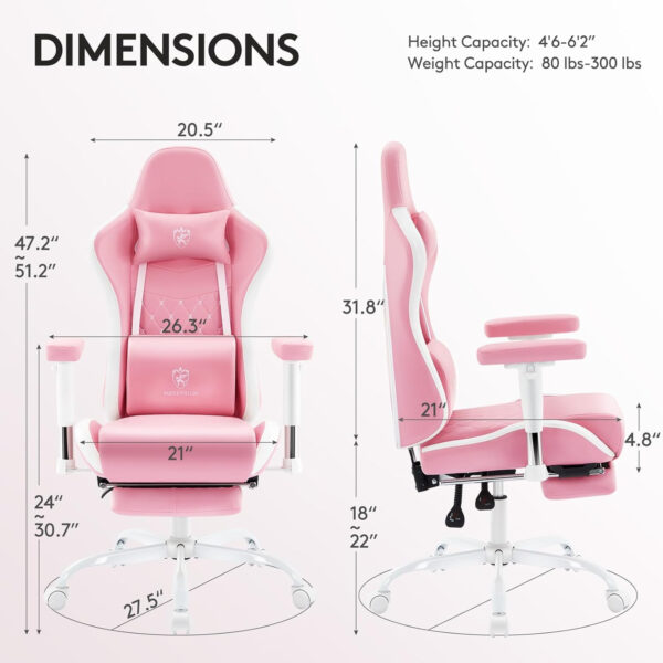 Gaming Chair Breathable Fabric,Computer Office Chair with Footrest,Massage Lumbar Support and Gel Pad,Ergonomic Reclining Gamer Chair with Adjustable Armrests and Spring Cushion Beige