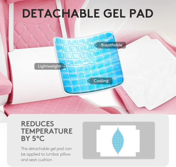 Gaming Chair Breathable Fabric,Computer Office Chair with Footrest,Massage Lumbar Support and Gel Pad,Ergonomic Reclining Gamer Chair with Adjustable Armrests and Spring Cushion Beige