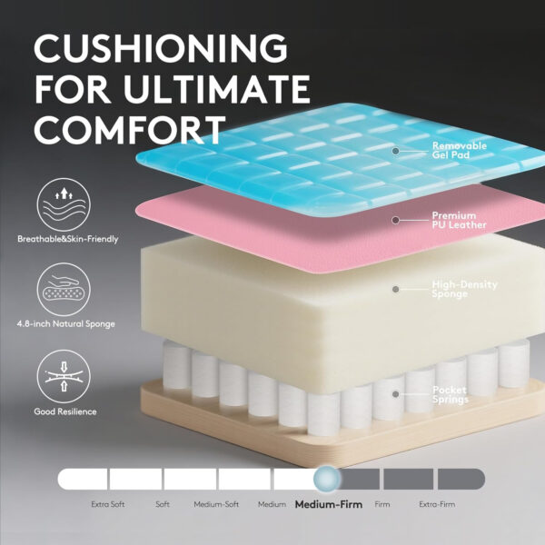 Gaming Chair Breathable Fabric,Computer Office Chair with Footrest,Massage Lumbar Support and Gel Pad,Ergonomic Reclining Gamer Chair with Adjustable Armrests and Spring Cushion Beige