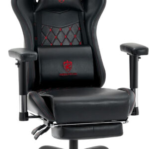 Gaming Chair Breathable Fabric,Computer Office Chair with Footrest,Massage Lumbar Support and Gel Pad,Ergonomic Reclining Gamer Chair with Adjustable Armrests and Spring Cushion Beige