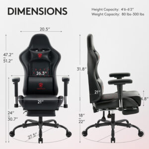 Gaming Chair Breathable Fabric,Computer Office Chair with Footrest,Massage Lumbar Support and Gel Pad,Ergonomic Reclining Gamer Chair with Adjustable Armrests and Spring Cushion Beige