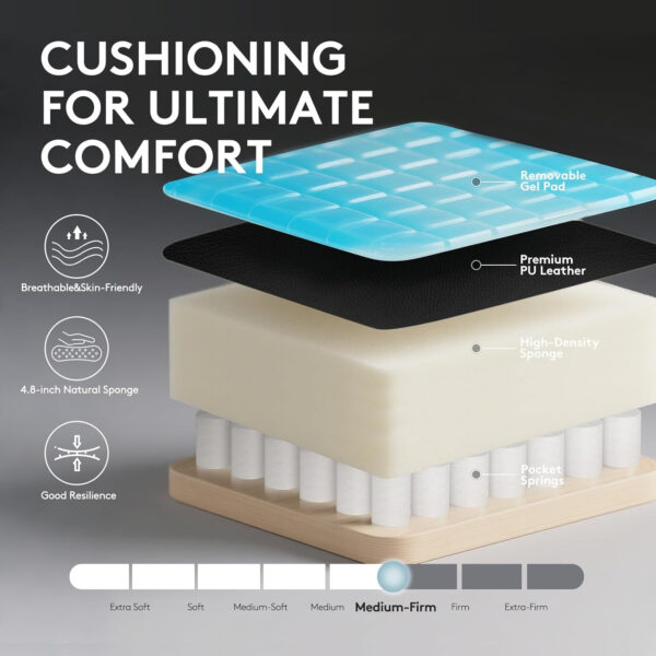 Gaming Chair Breathable Fabric,Computer Office Chair with Footrest,Massage Lumbar Support and Gel Pad,Ergonomic Reclining Gamer Chair with Adjustable Armrests and Spring Cushion Beige