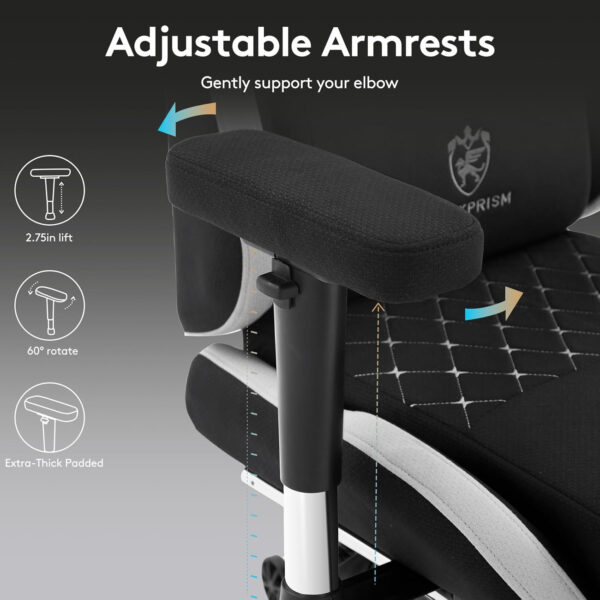 Gaming Chair Breathable Fabric,Computer Office Chair with Footrest,Massage Lumbar Support and Gel Pad,Ergonomic Reclining Gamer Chair with Adjustable Armrests and Spring Cushion Beige