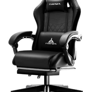 White Gaming Chair,Ergonomic Massage Computer Office Desk Chair with Footrest,Pocket Spring Cushion,Reclining Leather Adjustable Gamer Chair with Headrest and Lumbar Support,White