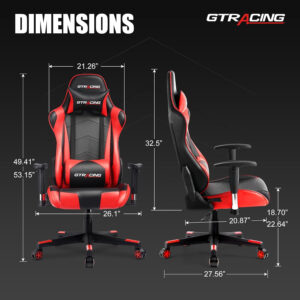 GTRACING Gaming Chair Racing Office Computer Ergonomic Video Game Chair Backrest and Seat Height Adjustable Swivel Recliner with Headrest and Lumbar Pillow Esports Chair (Red)