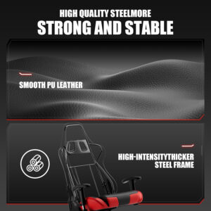 GTRACING Gaming Chair Racing Office Computer Ergonomic Video Game Chair Backrest and Seat Height Adjustable Swivel Recliner with Headrest and Lumbar Pillow Esports Chair (Red)