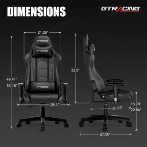 GTRACING Gaming Chair Racing Office Computer Ergonomic Video Game Chair Backrest and Seat Height Adjustable Swivel Recliner with Headrest and Lumbar Pillow Esports Chair (Red)