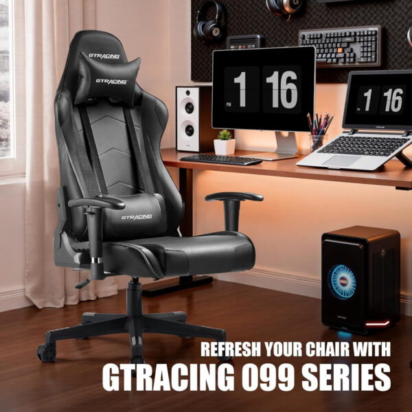GTRACING Gaming Chair Racing Office Computer Ergonomic Video Game Chair Backrest and Seat Height Adjustable Swivel Recliner with Headrest and Lumbar Pillow Esports Chair (Red)