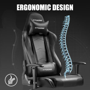 GTRACING Gaming Chair Racing Office Computer Ergonomic Video Game Chair Backrest and Seat Height Adjustable Swivel Recliner with Headrest and Lumbar Pillow Esports Chair (Red)