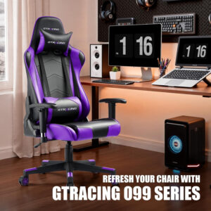 GTRACING Gaming Chair Racing Office Computer Ergonomic Video Game Chair Backrest and Seat Height Adjustable Swivel Recliner with Headrest and Lumbar Pillow Esports Chair (Red)