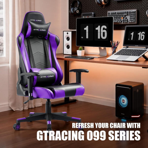GTRACING Gaming Chair Racing Office Computer Ergonomic Video Game Chair Backrest and Seat Height Adjustable Swivel Recliner with Headrest and Lumbar Pillow Esports Chair (Red)