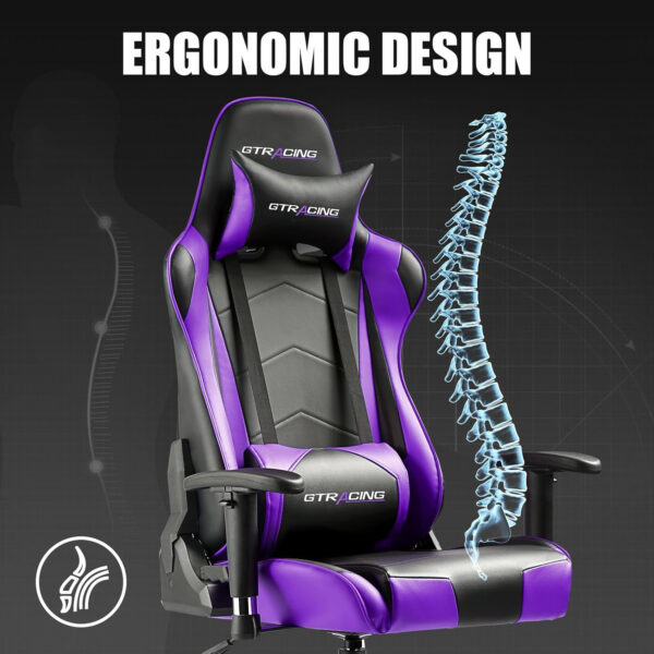 GTRACING Gaming Chair Racing Office Computer Ergonomic Video Game Chair Backrest and Seat Height Adjustable Swivel Recliner with Headrest and Lumbar Pillow Esports Chair (Red)