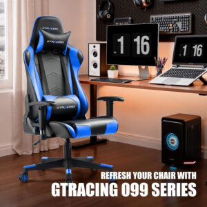 GTRACING Gaming Chair Racing Office Computer Ergonomic Video Game Chair Backrest and Seat Height Adjustable Swivel Recliner with Headrest and Lumbar Pillow Esports Chair (Red)