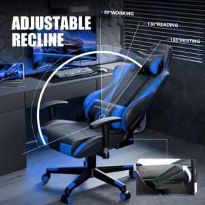 GTRACING Gaming Chair Racing Office Computer Ergonomic Video Game Chair Backrest and Seat Height Adjustable Swivel Recliner with Headrest and Lumbar Pillow Esports Chair (Red)