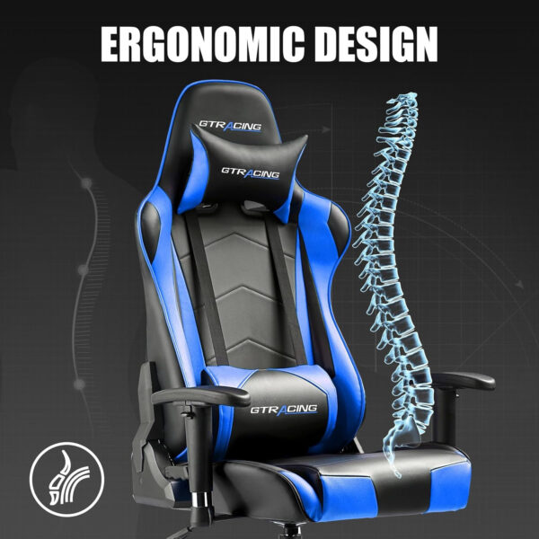 GTRACING Gaming Chair Racing Office Computer Ergonomic Video Game Chair Backrest and Seat Height Adjustable Swivel Recliner with Headrest and Lumbar Pillow Esports Chair (Red)