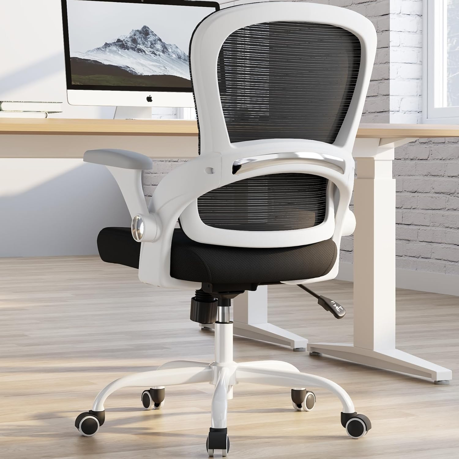 TRALT Beige Gaming Chair - Ergonomic Office Chair with Back Support, Home Office Desk Chairs, Computer Chair, 330lbs Wide Seat Big and Tall Office Chair for Professionals (White Black)