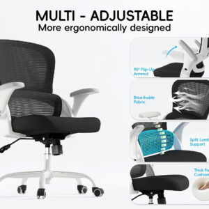 68882d5e6e091e8d326284bf681ab834c6448d4f8b5f27fb130a5.jpg TRALT Beige Gaming Chair - Ergonomic Office Chair with Back Support, Home Office Desk Chairs, Computer Chair, 330lbs Wide Seat Big and Tall Office Chair for Professionals (White Black)