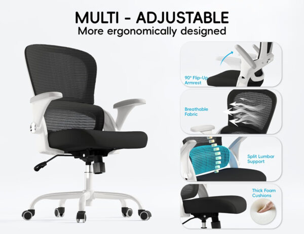 68882d5e6e091e8d326284bf681ab834c6448d4f8b5f27fb130a5.jpg TRALT Beige Gaming Chair - Ergonomic Office Chair with Back Support, Home Office Desk Chairs, Computer Chair, 330lbs Wide Seat Big and Tall Office Chair for Professionals (White Black)