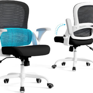 68882d6402198f8bc40b5c025ec76747d401a27af8de0363329e5.jpg TRALT Beige Gaming Chair - Ergonomic Office Chair with Back Support, Home Office Desk Chairs, Computer Chair, 330lbs Wide Seat Big and Tall Office Chair for Professionals (White Black)