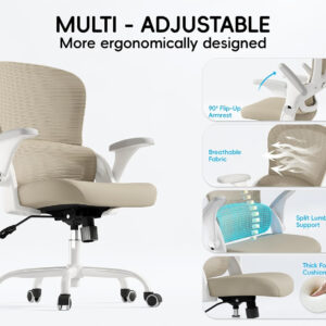 68882d8e1d5b37d2af8aa81c1f8533233ac8421f5685d923badbf.jpg TRALT Beige Gaming Chair - Ergonomic Office Chair with Back Support, Home Office Desk Chairs, Computer Chair, 330lbs Wide Seat Big and Tall Office Chair for Professionals (White Black)