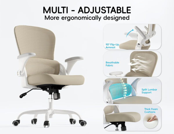 68882d8e1d5b37d2af8aa81c1f8533233ac8421f5685d923badbf.jpg TRALT Beige Gaming Chair - Ergonomic Office Chair with Back Support, Home Office Desk Chairs, Computer Chair, 330lbs Wide Seat Big and Tall Office Chair for Professionals (White Black)