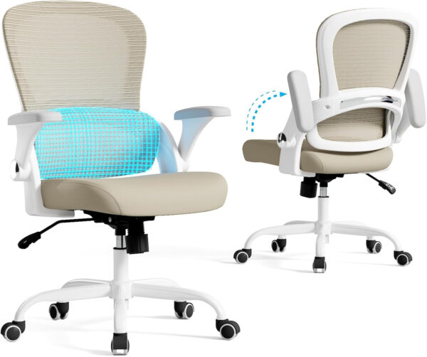 68882d981e2bffed00703cb94665208f7144662952ae16c87fbb4.jpg TRALT Beige Gaming Chair - Ergonomic Office Chair with Back Support, Home Office Desk Chairs, Computer Chair, 330lbs Wide Seat Big and Tall Office Chair for Professionals (White Black)