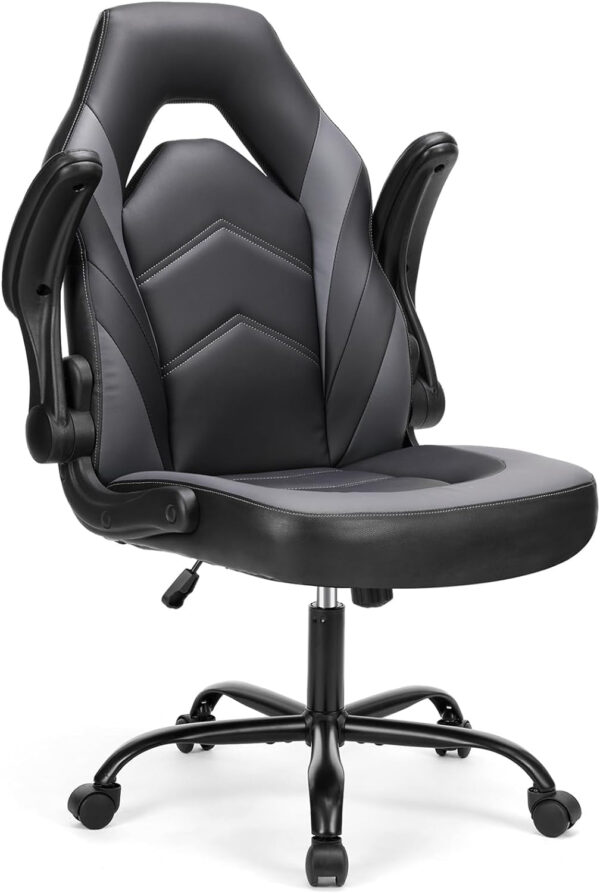 68882de6f0f34b1b1c7822b58451e69afde9c2faa9b7f098877a0.jpg Sweetcrispy Computer Gaming Desk Chair - Ergonomic PU Leather with Comfy Lumbar Support, Height Adjustable Rolling Desk with Flip-up Armrests, for Home and Office