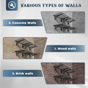 688832156211bf126318f9574bede19f112f92bc419501dd408ec.jpg 4 Pack Heavy Duty Garage Wall Shelving Set (2x3ft), Wall Mounted Garage Shelves 1000lbs Capacity, 24"x72" Shelf Storage Rack Floating Shelves, Black