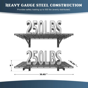 6888322bb7265755a593e511d95ae69409c4036178cdfe5c5641e.jpg 4 Pack Heavy Duty Garage Wall Shelving Set (2x3ft), Wall Mounted Garage Shelves 1000lbs Capacity, 24"x72" Shelf Storage Rack Floating Shelves, Black