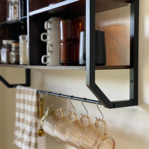 Bestier LED Gaming Floating Shelves, 34" Wall Mounted Shelf Pipe Shelves Hanging Display Rack Bookshelf with 6 S-Hook, Gaming Room Decor Wine Coffee Bar, Black Carbon Fiber