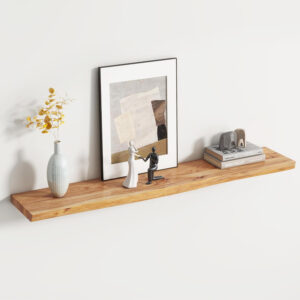 Rustic Elm Wood Floating Shelves for Wall, Live Edge 24"W x 9.2"D x 1.4"H, Set of 2 with Invisible Bracket, Wall Mounted Storage Shelves for Living Room Bedroom Kitchen Bathroom Decor, Natural Finish