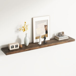 Rustic Elm Wood Floating Shelves for Wall, Live Edge 24"W x 9.2"D x 1.4"H, Set of 2 with Invisible Bracket, Wall Mounted Storage Shelves for Living Room Bedroom Kitchen Bathroom Decor, Natural Finish