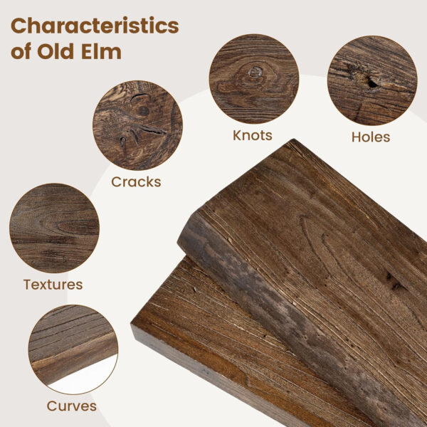 Rustic Elm Wood Floating Shelves for Wall, Live Edge 24"W x 9.2"D x 1.4"H, Set of 2 with Invisible Bracket, Wall Mounted Storage Shelves for Living Room Bedroom Kitchen Bathroom Decor, Natural Finish