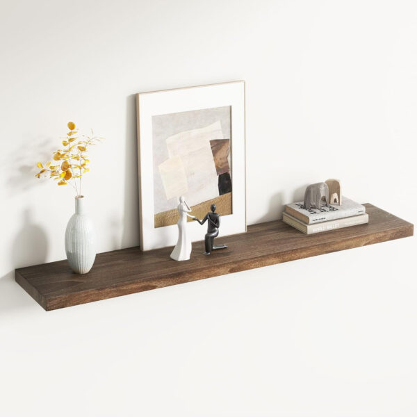 Rustic Elm Wood Floating Shelves for Wall, Live Edge 24"W x 9.2"D x 1.4"H, Set of 2 with Invisible Bracket, Wall Mounted Storage Shelves for Living Room Bedroom Kitchen Bathroom Decor, Natural Finish