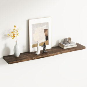 Rustic Elm Wood Floating Shelves for Wall, Live Edge 24"W x 9.2"D x 1.4"H, Set of 2 with Invisible Bracket, Wall Mounted Storage Shelves for Living Room Bedroom Kitchen Bathroom Decor, Natural Finish