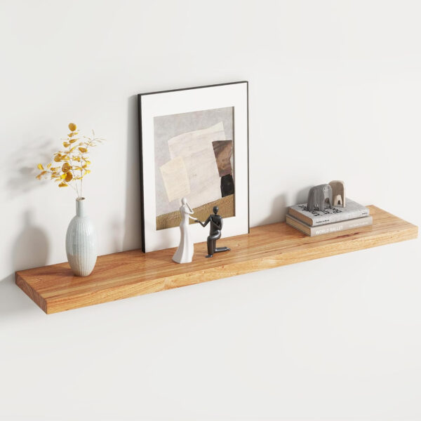 Rustic Elm Wood Floating Shelves for Wall, Live Edge 24"W x 9.2"D x 1.4"H, Set of 2 with Invisible Bracket, Wall Mounted Storage Shelves for Living Room Bedroom Kitchen Bathroom Decor, Natural Finish