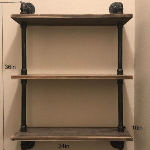Industrial Pipe Shelving Bookshelf Rustic Modern Wood Ladder Storage Shelf 3 Tiers Retro Wall Mount Pipe Design DIY Shelving