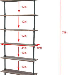 Industrial Pipe Shelving Bookshelf Rustic Modern Wood Ladder Storage Shelf 3 Tiers Retro Wall Mount Pipe Design DIY Shelving