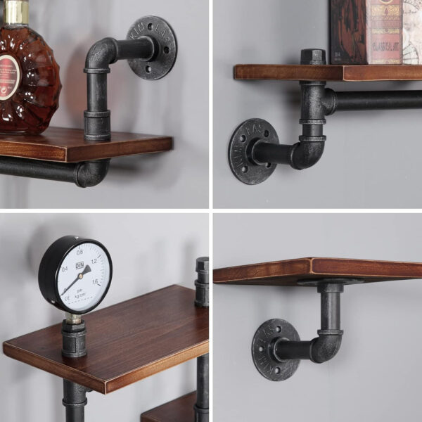 688835fbd51ae3aa829b018379b1eb2b29cd51d8a49a563a08f02.jpg SSS Furniture Industrial Rustic Pipe Shelving Floating Shelves Wall Mounted, 5 Laye Modern Wood Ladder Pipe Wall Shelf for Bar Living Room DIY Storage Shelving Bookcase