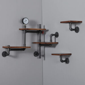 688836002cc8b910363bcfdd81b0d763171ec5812002382ea2099.jpg SSS Furniture Industrial Rustic Pipe Shelving Floating Shelves Wall Mounted, 5 Laye Modern Wood Ladder Pipe Wall Shelf for Bar Living Room DIY Storage Shelving Bookcase