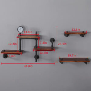 68883608125ad5b7fcc467978aa0b0a6af11d5ccee45311227ed3.jpg SSS Furniture Industrial Rustic Pipe Shelving Floating Shelves Wall Mounted, 5 Laye Modern Wood Ladder Pipe Wall Shelf for Bar Living Room DIY Storage Shelving Bookcase