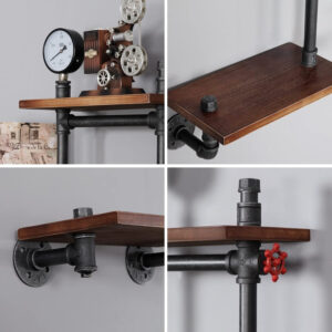6888360b08a000d3adb88d2d7c02646ed29194e8148ac5d766b71.jpg SSS Furniture Industrial Rustic Pipe Shelving Floating Shelves Wall Mounted, 5 Laye Modern Wood Ladder Pipe Wall Shelf for Bar Living Room DIY Storage Shelving Bookcase