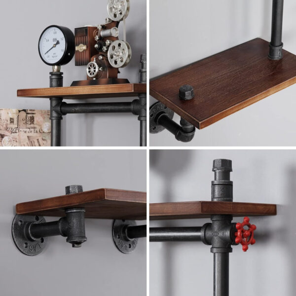 6888360b08a000d3adb88d2d7c02646ed29194e8148ac5d766b71.jpg SSS Furniture Industrial Rustic Pipe Shelving Floating Shelves Wall Mounted, 5 Laye Modern Wood Ladder Pipe Wall Shelf for Bar Living Room DIY Storage Shelving Bookcase