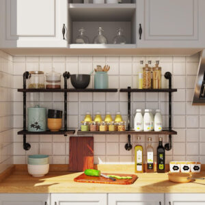 Industrial Pipe Shelving Wall Mounted, Rustic Floating Shelves Wall Shelf Unit Bookshelf Hanging Wall Shelves,Farmhouse Kitchen Bar Shelving