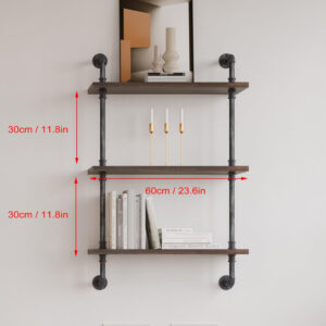 Industrial Pipe Shelving Wall Mounted, Rustic Floating Shelves Wall Shelf Unit Bookshelf Hanging Wall Shelves,Farmhouse Kitchen Bar Shelving