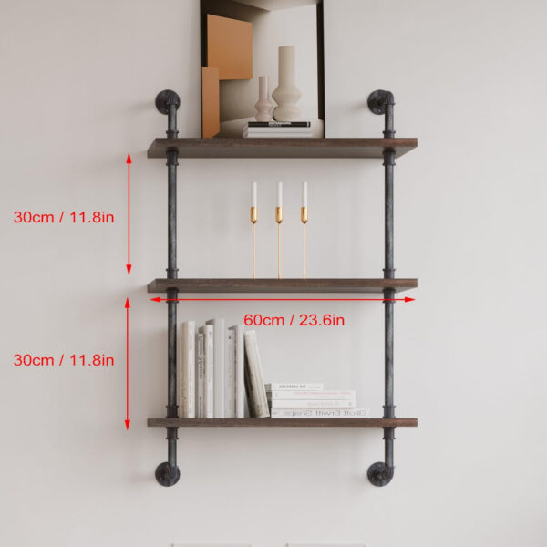 Industrial Pipe Shelving Wall Mounted, Rustic Floating Shelves Wall Shelf Unit Bookshelf Hanging Wall Shelves,Farmhouse Kitchen Bar Shelving
