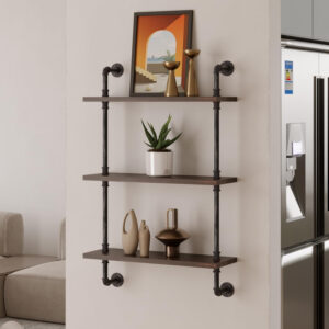 Industrial Pipe Shelving Wall Mounted, Rustic Floating Shelves Wall Shelf Unit Bookshelf Hanging Wall Shelves,Farmhouse Kitchen Bar Shelving
