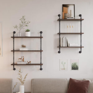 Industrial Pipe Shelving Wall Mounted, Rustic Floating Shelves Wall Shelf Unit Bookshelf Hanging Wall Shelves,Farmhouse Kitchen Bar Shelving